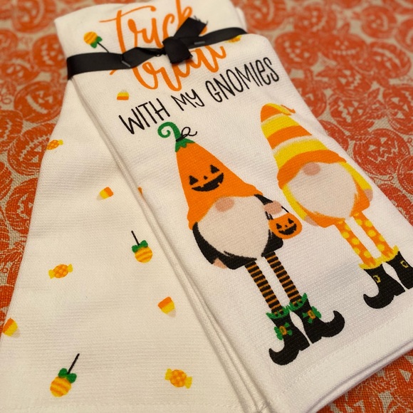 Halloween Gnome Kitchen Towels Set Of 2, Trick Or Treat With My Gnomies Towels - Picture 3 of 16
